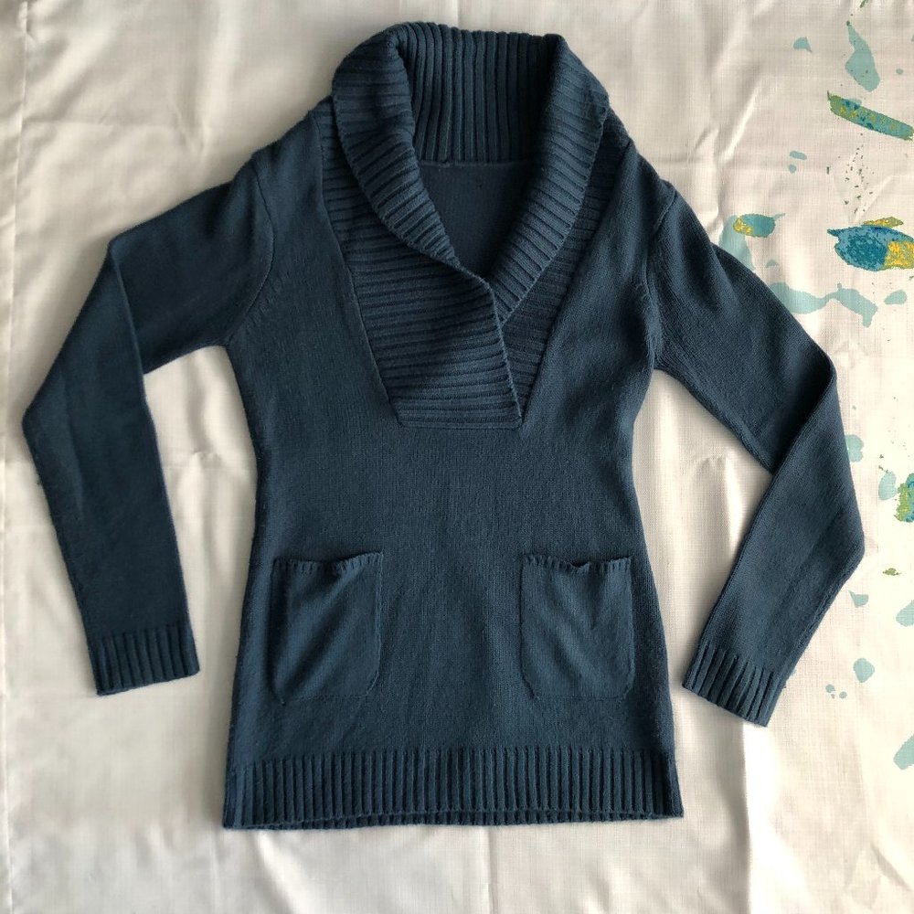 Blue Sweater with Front Pockets